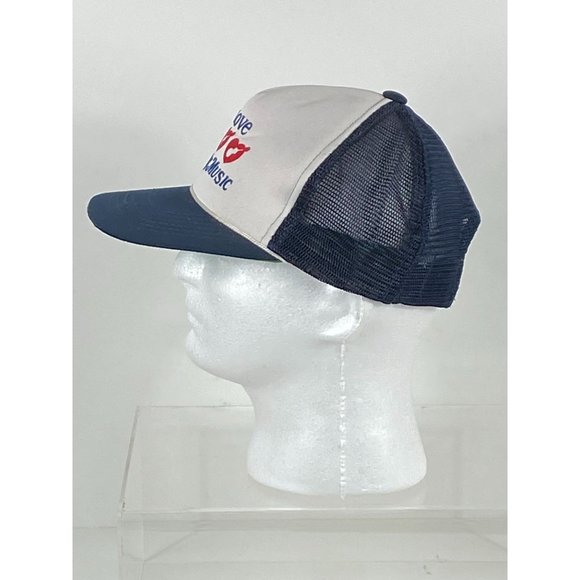 VTG "I Love Country Music" Trucker Mesh Snapback Cap White/Navy M/L NWOT F275 - Picture 2 of 7